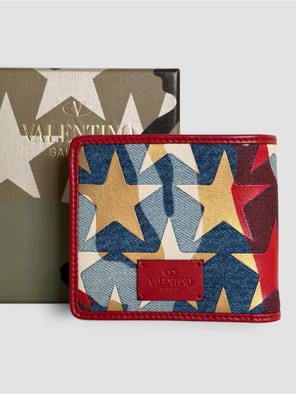 Valentino Garavani Denim Stars Bifold Wallet